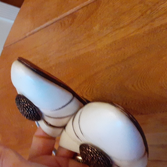 Vtg YvesSaintLaurent Open Heel Pump Sz 7M White Leather Shoe - Picture 10 of 12